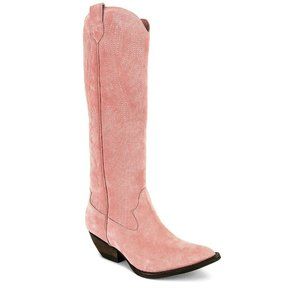 JEFFREY CAMPBELL Calvera Western Boot in Pink Suede, Size 6.5, Retail $290
